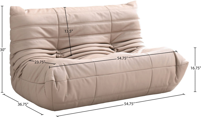 Relax 54.75" Vegan Leather Upholstered Loveseat in Natural - 44063Tan-L