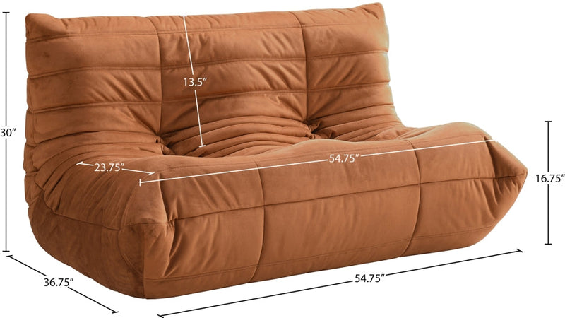 Relax 54.75" Velvet Upholstered Loveseat in Cognac - 44064Cognac-L