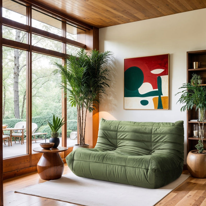 Relax 54.75" Velvet Upholstered Loveseat in Green - 44064Green-L