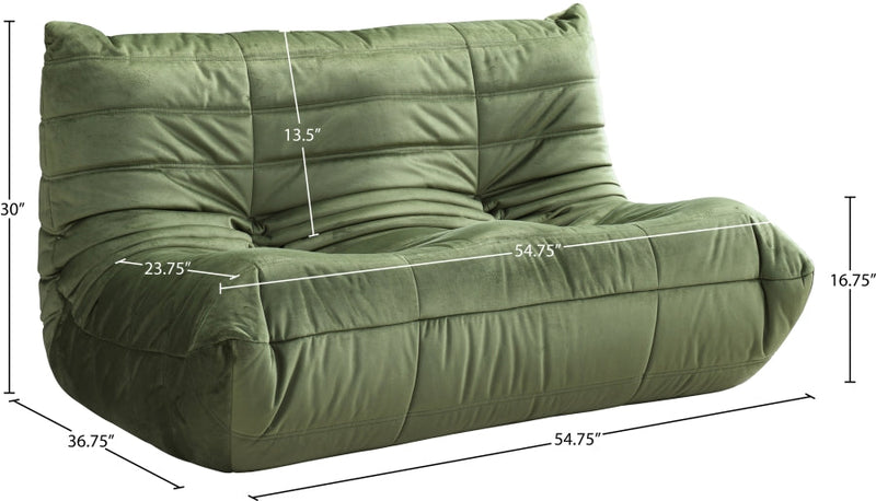 Relax 54.75" Velvet Upholstered Loveseat in Green - 44064Green-L