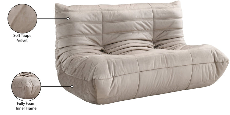 Relax 54.75" Velvet Upholstered Loveseat in Taupe - 44064Taupe-L