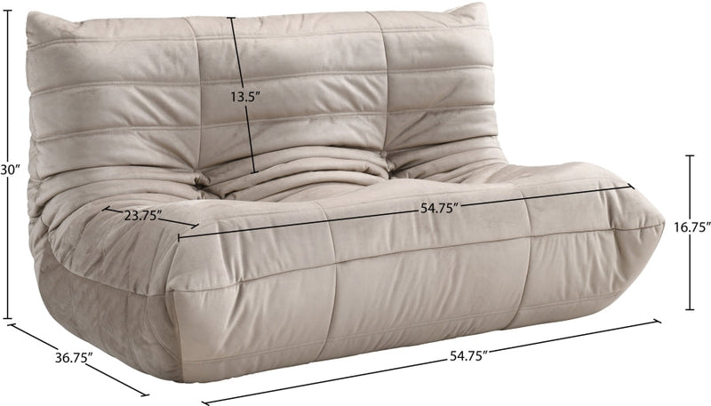 Relax 54.75" Velvet Upholstered Loveseat in Taupe - 44064Taupe-L