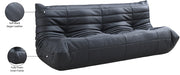 Relax 77.75" Vegan Leather Upholstered Sofa in Black - 44063Black-S