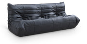 Relax 77.75" Vegan Leather Upholstered Sofa in Black - 44063Black-S