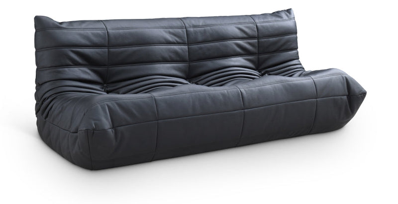 Relax 77.75" Vegan Leather Upholstered Sofa in Black - 44063Black-S