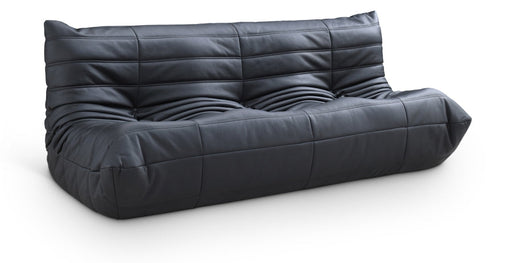 Relax 77.75" Vegan Leather Upholstered Sofa in Black - 44063Black-S