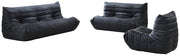 Relax 77.75" Vegan Leather Upholstered Sofa in Black - 44063Black-S