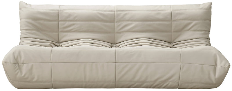 Relax 77.75" Vegan Leather Upholstered Sofa in Cream - 44063Cream-S