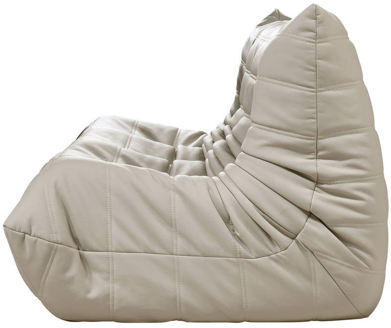 Relax 77.75" Vegan Leather Upholstered Sofa in Cream - 44063Cream-S