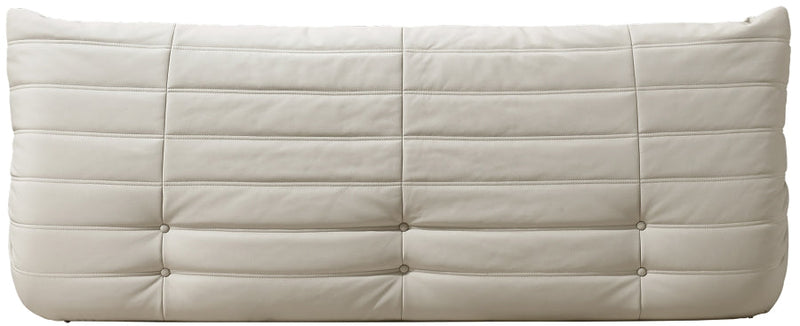 Relax 77.75" Vegan Leather Upholstered Sofa in Cream - 44063Cream-S