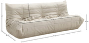 Relax 77.75" Vegan Leather Upholstered Sofa in Cream - 44063Cream-S