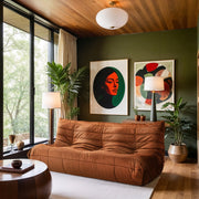 Relax 77.75" Velvet Upholstered Sofa in Cognac - 44064Cognac-S