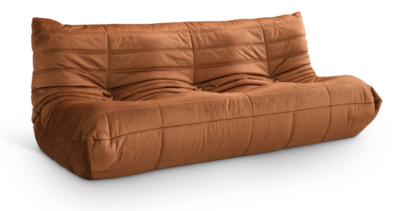 Relax 77.75" Velvet Upholstered Sofa in Cognac - 44064Cognac-S