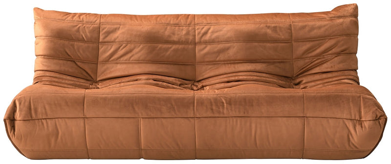 Relax 77.75" Velvet Upholstered Sofa in Cognac - 44064Cognac-S
