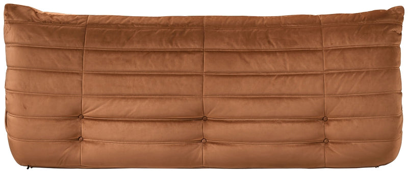 Relax 77.75" Velvet Upholstered Sofa in Cognac - 44064Cognac-S