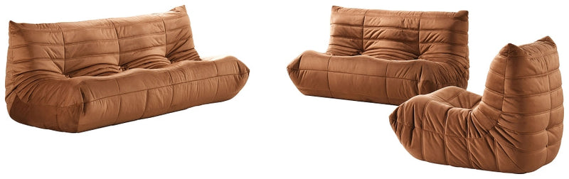 Relax 77.75" Velvet Upholstered Sofa in Cognac - 44064Cognac-S