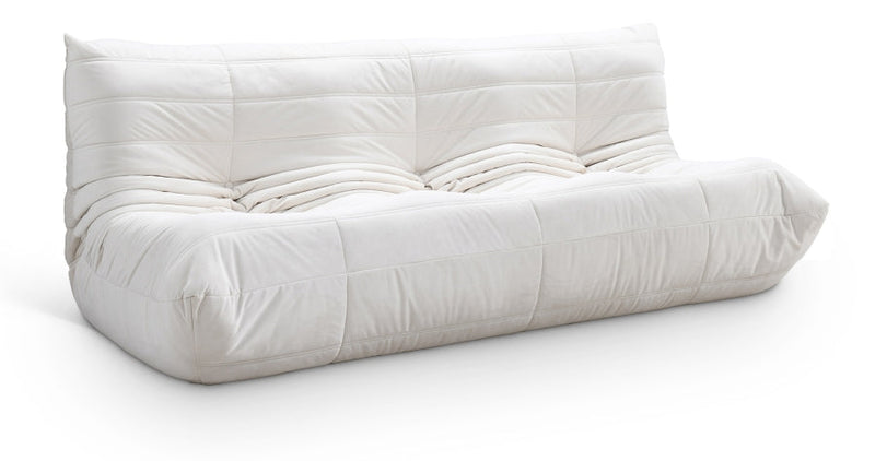 Relax 77.75" Velvet Upholstered Sofa in Cream - 44064Cream-S