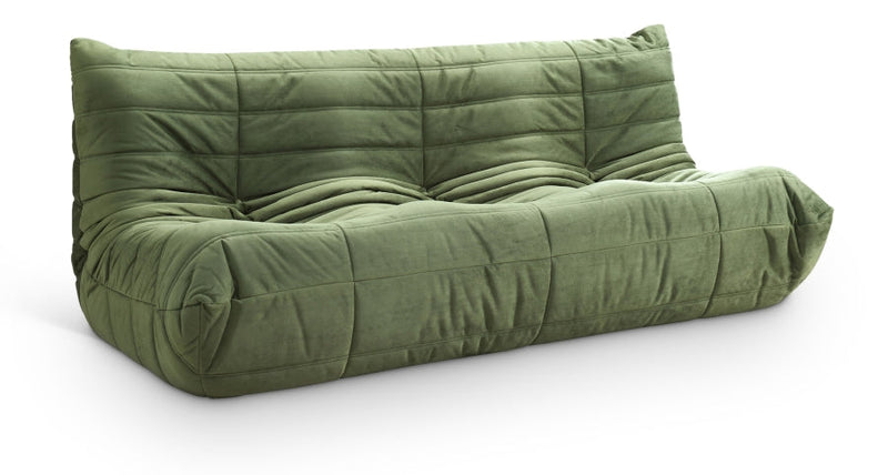Relax 77.75" Velvet Upholstered Sofa in Green - 44064Green-S