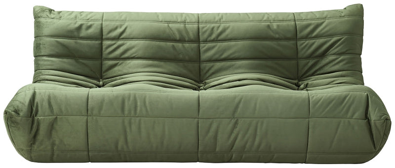 Relax 77.75" Velvet Upholstered Sofa in Green - 44064Green-S