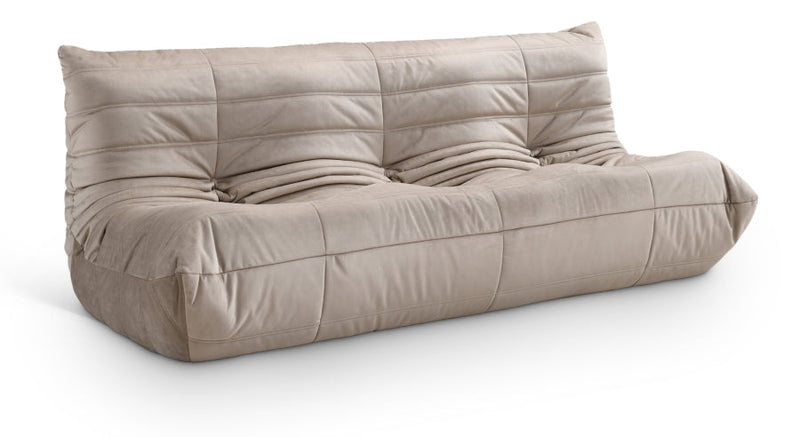 Relax 77.75" Velvet Upholstered Sofa in Taupe - 44064Taupe-S
