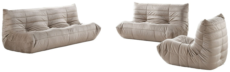 Relax 77.75" Velvet Upholstered Sofa in Taupe - 44064Taupe-S