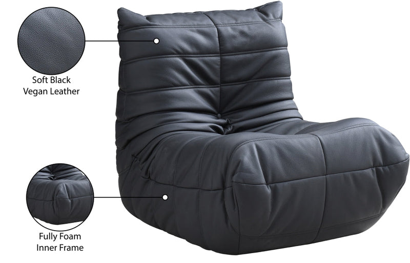 Relax Vegan Leather Upholstered Chair in Black - 44063Black-C