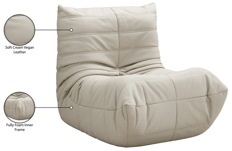 Relax Vegan Leather Upholstered Chair in Cream - 44063Cream-C