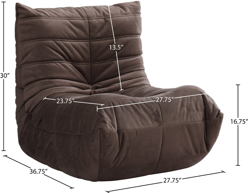 Relax Velvet Upholstered Chair in Brown - 44064Brown-C