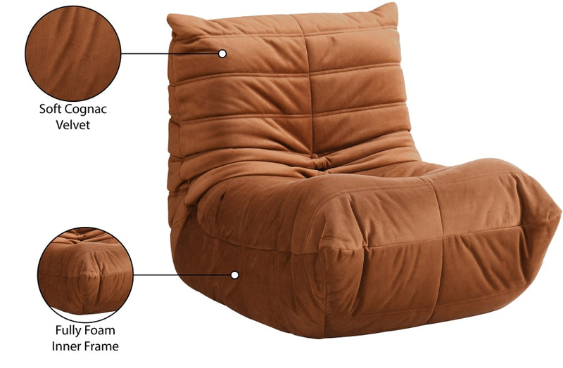 Relax Velvet Upholstered Chair in Cognac - 44064Cognac-C