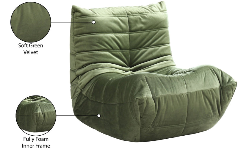 Relax Velvet Upholstered Chair in Green - 44064Green-C