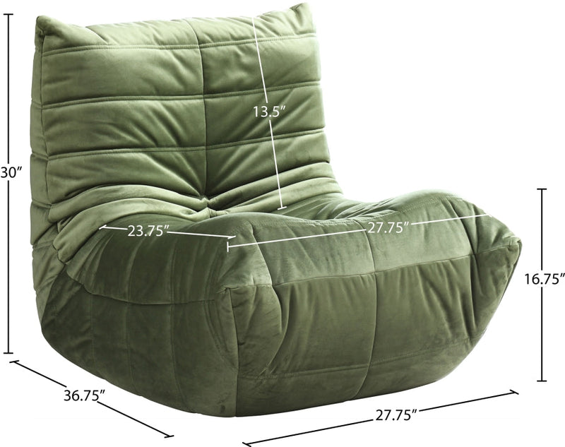 Relax Velvet Upholstered Chair in Green - 44064Green-C