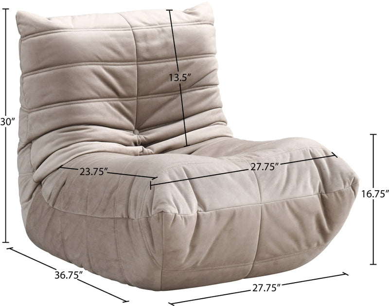 Relax Velvet Upholstered Chair in Taupe - 44064Taupe-C