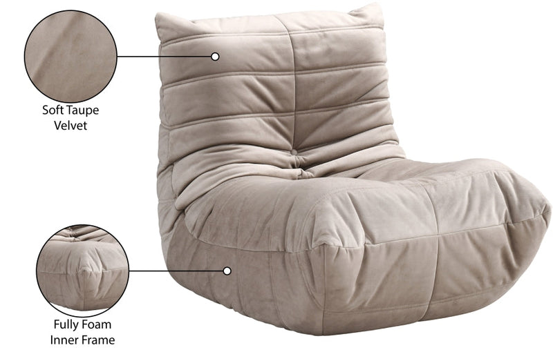 Relax Velvet Upholstered Chair in Taupe - 44064Taupe-C