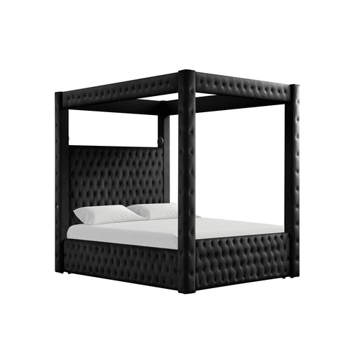 Remi - Black Upholstered King Bed with Bluetooth Speaker & USB Charger - B174-K-Bed