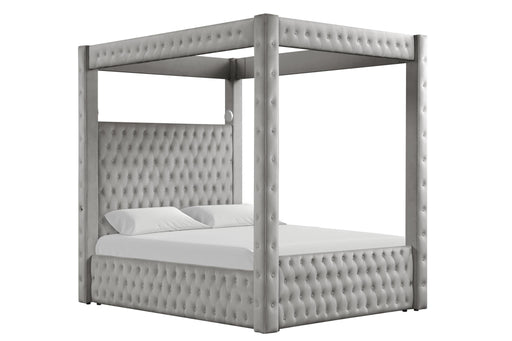 Remi - Gray Upholstered Queen Bed with Bluetooth Speaker & USB Charger - B175-Q-Bed