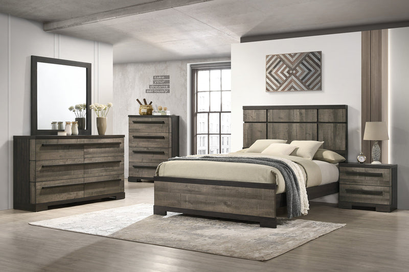 Remington Brown/Gray King Panel Bed - Gate FurnitureKing Bed