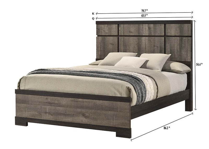 Remington Brown/Gray Queen Panel Bed - Gate FurnitureQueen Bed