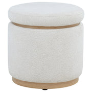 Remuda Boucle Upholstered Round Storage Ottoman Ivory - 915423