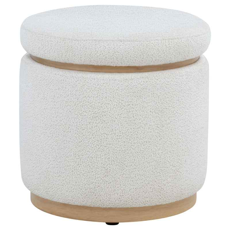 Remuda Boucle Upholstered Round Storage Ottoman Ivory - 915423