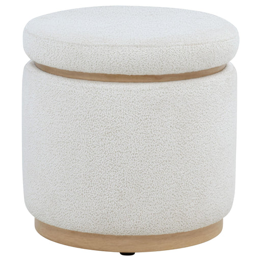 Remuda Boucle Upholstered Round Storage Ottoman Ivory - 915423