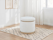 Remuda Boucle Upholstered Round Storage Ottoman Ivory - 915423