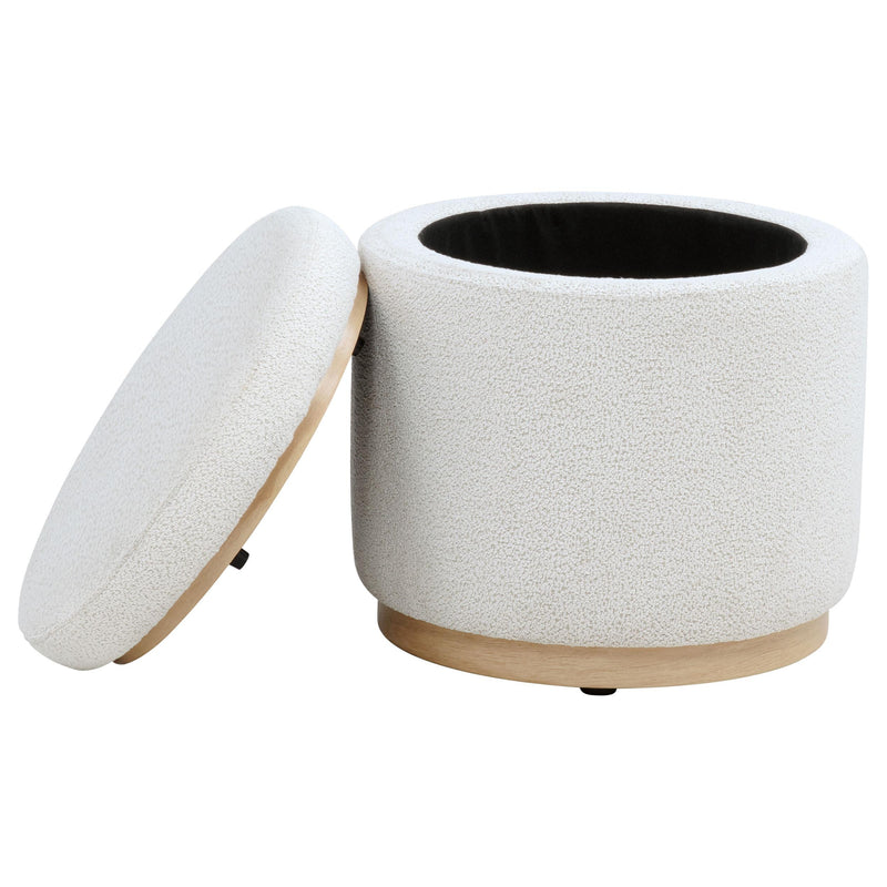 Remuda Boucle Upholstered Round Storage Ottoman Ivory - 915423