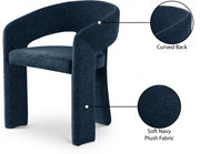 Rendition Fabric Upholstered Dining Chair in Blue, Set of 2 - 911Navy-C