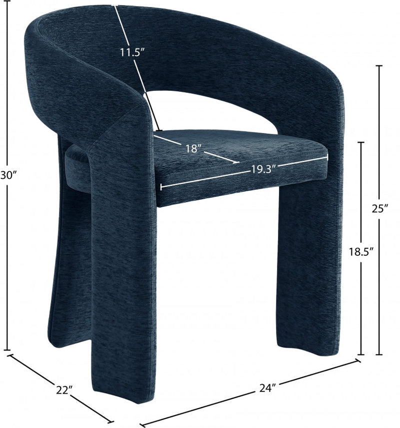 Rendition Fabric Upholstered Dining Chair in Blue, Set of 2 - 911Navy-C