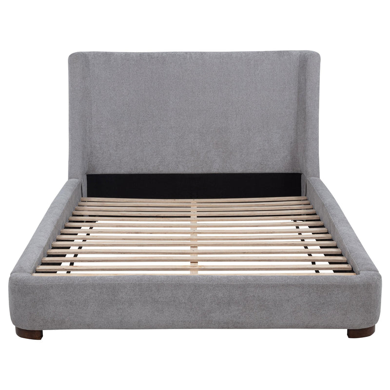 Rennes Upholstered Eastern King Wingback Platform Bed Grey - 315928KE