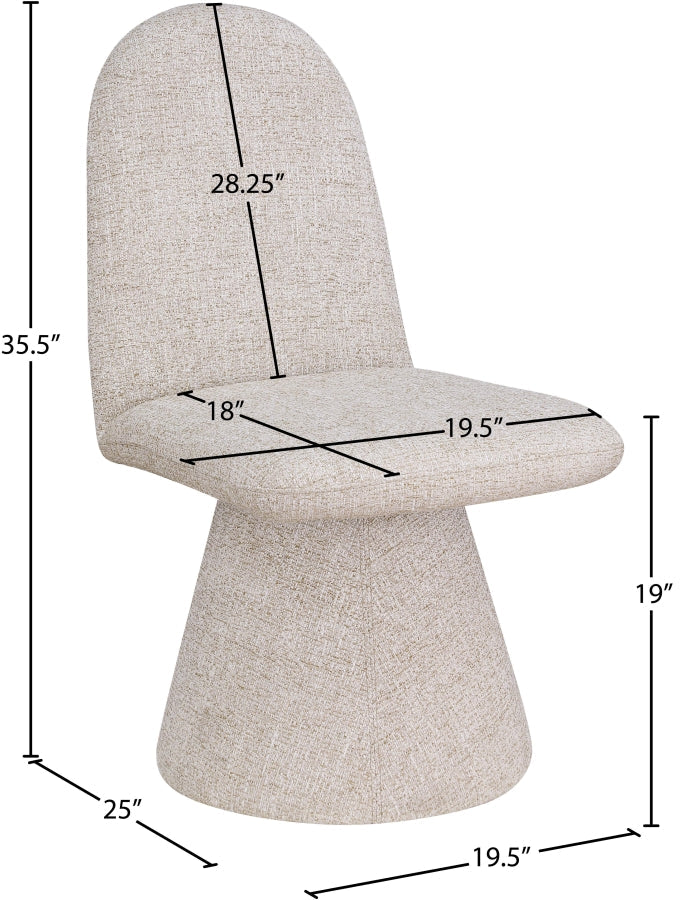 Renuar Fabric Upholstered Dining Chair in Beige, Set of 2 - 869Beige-C