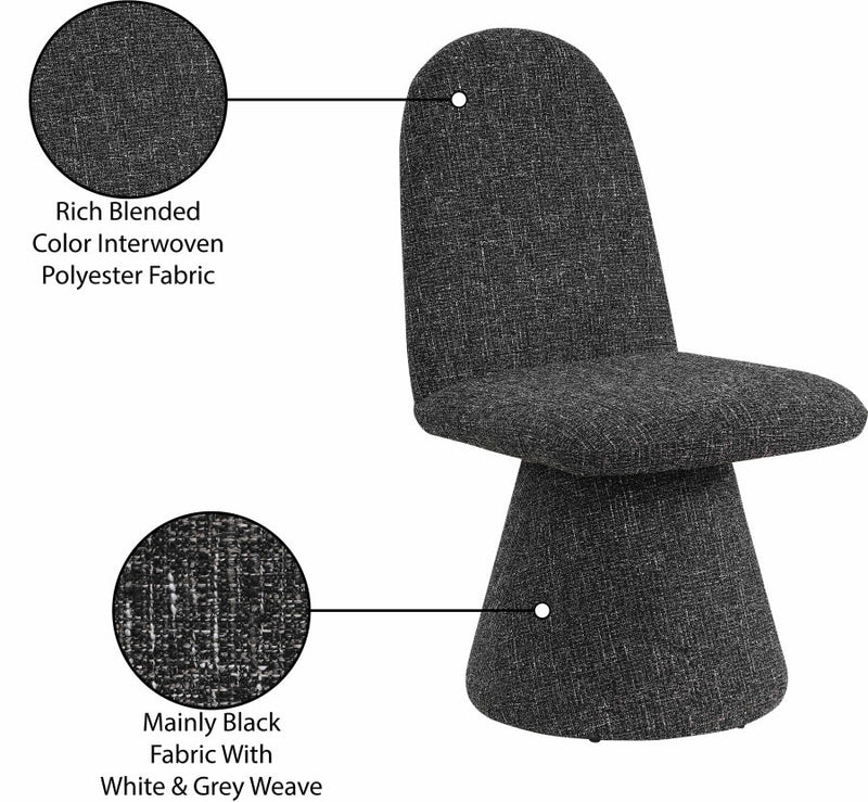Renuar Fabric Upholstered Dining Chair in Black, Set of 2 - 869Black-C