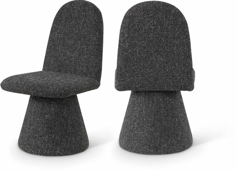 Renuar Fabric Upholstered Dining Chair in Black, Set of 2 - 869Black-C