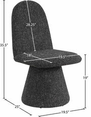 Renuar Fabric Upholstered Dining Chair in Black, Set of 2 - 869Black-C