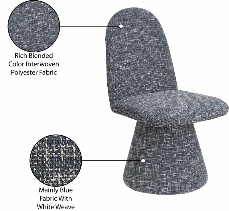 Renuar Fabric Upholstered Dining Chair in Blue, Set of 2 - 869Blue-C